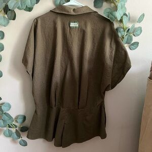 Daily Drills Linen Romper in GREEN size XS